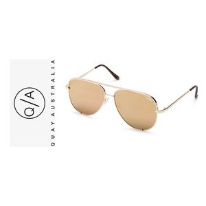 Quay High Key Gold Mirror Aviator Sunglasses